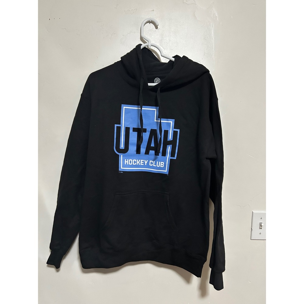 NHL Utah Hockey Club Pullover Hoodie Black Blue Graphic Sweatshirt Mens m